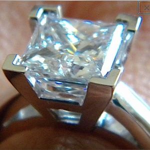 GIA certified 4.02ct Princess Diamond Engagement Ring 14kt J VS1